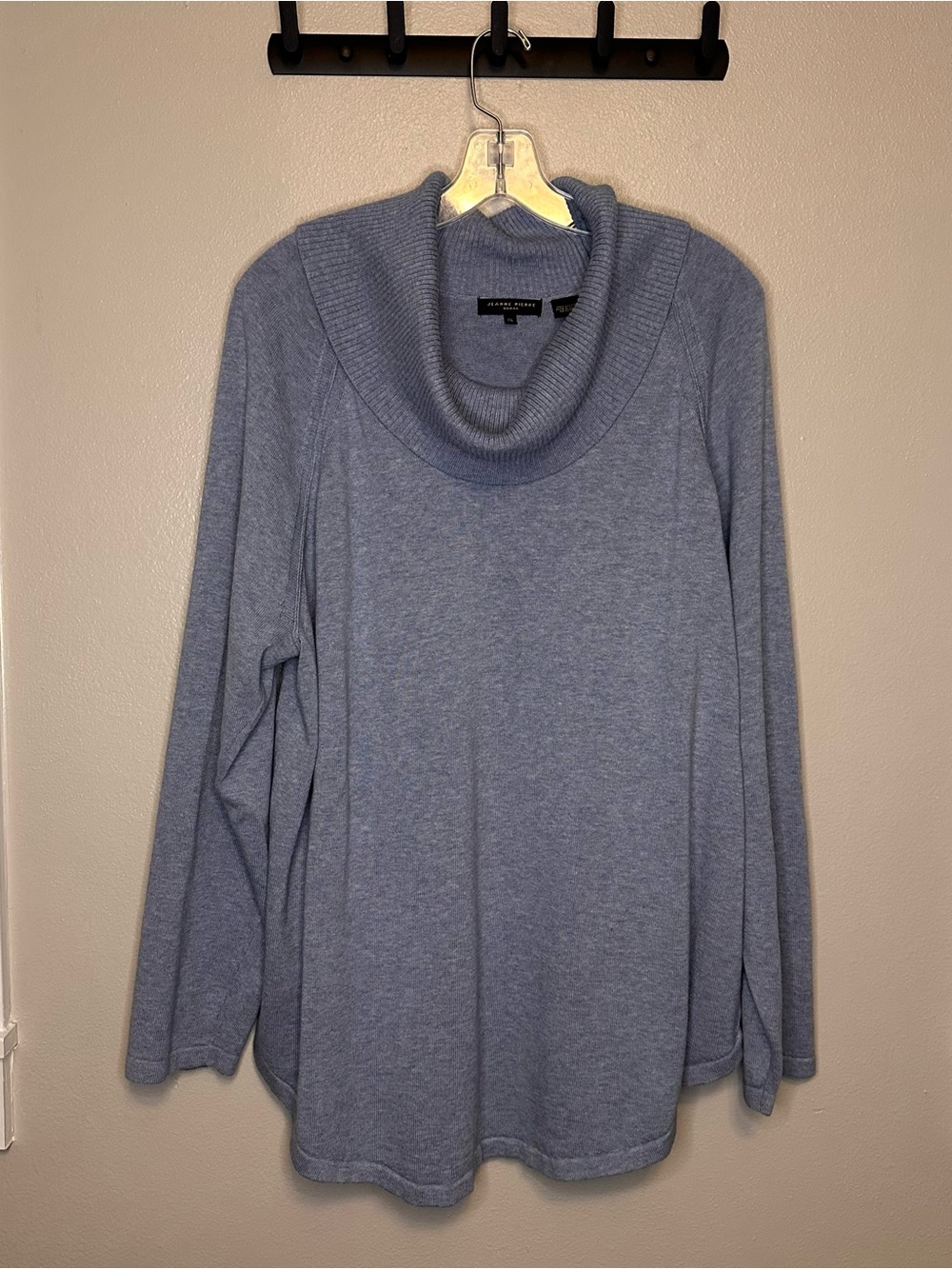 JEANNE PIERRE Light Blue Cowl Neck Sweater